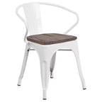 Sedia in metallo Flash Furniture con sedile e braccioli in legno