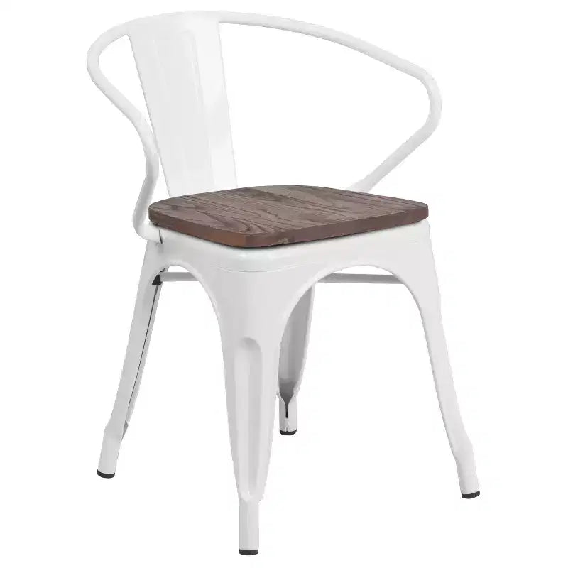 Sedia in metallo Flash Furniture con sedile e braccioli in legno