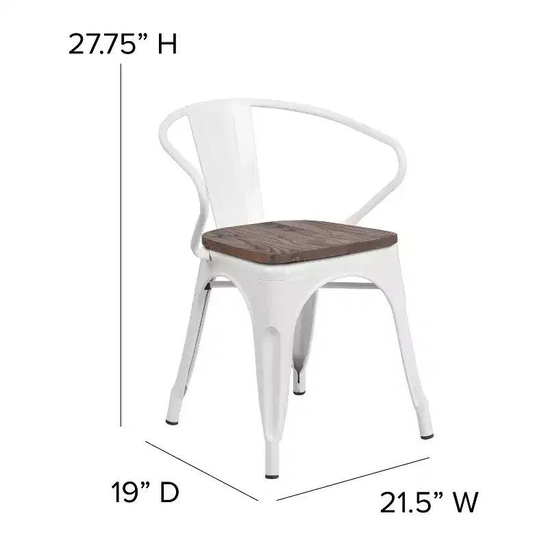 Sedia in metallo Flash Furniture con sedile e braccioli in legno