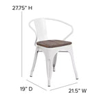 Sedia in metallo Flash Furniture con sedile e braccioli in legno