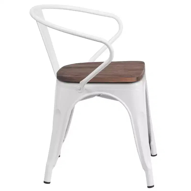Sedia in metallo Flash Furniture con sedile e braccioli in legno