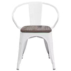 Sedia in metallo Flash Furniture con sedile e braccioli in legno