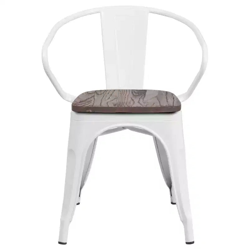 Sedia in metallo Flash Furniture con sedile e braccioli in legno