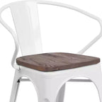 Sedia in metallo Flash Furniture con sedile e braccioli in legno