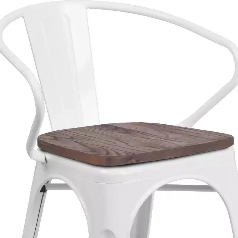 Sedia in metallo Flash Furniture con sedile e braccioli in legno