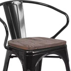 Sedia in metallo Flash Furniture con sedile e braccioli in legno
