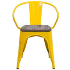 Sedia in metallo Flash Furniture con sedile e braccioli in legno