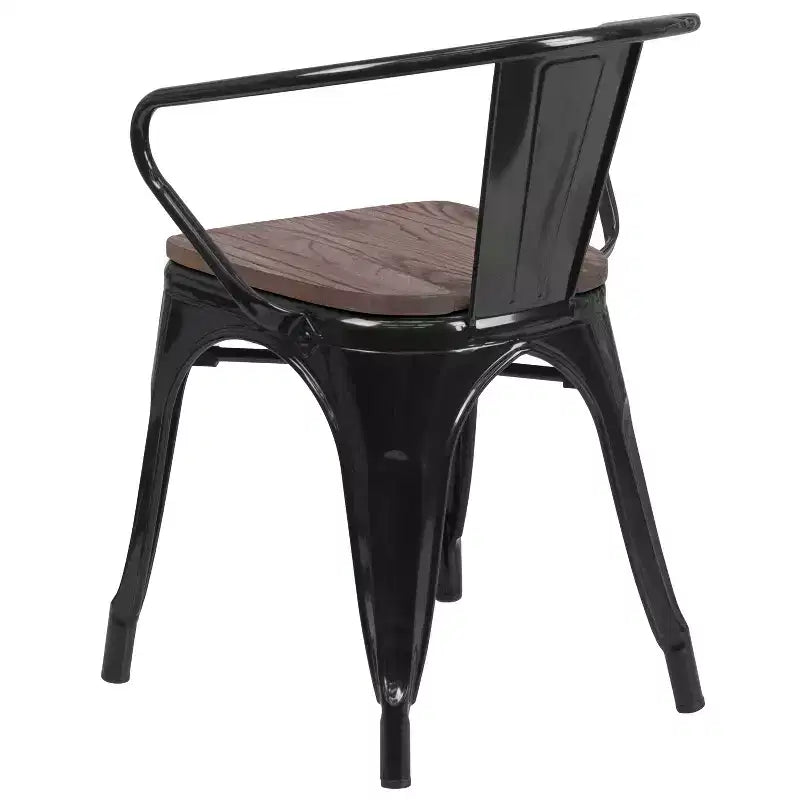 Sedia in metallo Flash Furniture con sedile e braccioli in legno