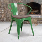 Sedia in metallo Flash Furniture con sedile e braccioli in legno
