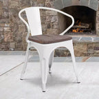 Sedia in metallo Flash Furniture con sedile e braccioli in legno