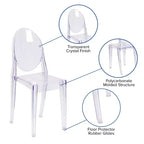 Sedia Flash Furniture Ghost in Cristallo Trasparente