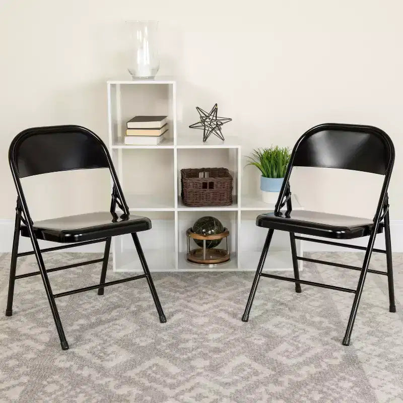 Flash Furniture Sedia Pieghevole in Metallo Serie HERCULES con Doppia Traversina e Doppia Cerniera, Confezione da 2