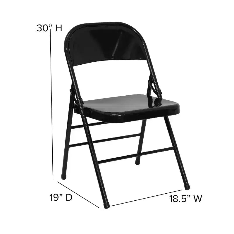 Flash Furniture Sedia Pieghevole in Metallo Serie HERCULES con Doppia Traversina e Doppia Cerniera, Confezione da 2