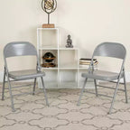Flash Furniture Sedia Pieghevole in Metallo Serie HERCULES con Doppia Traversina e Doppia Cerniera, Confezione da 2
