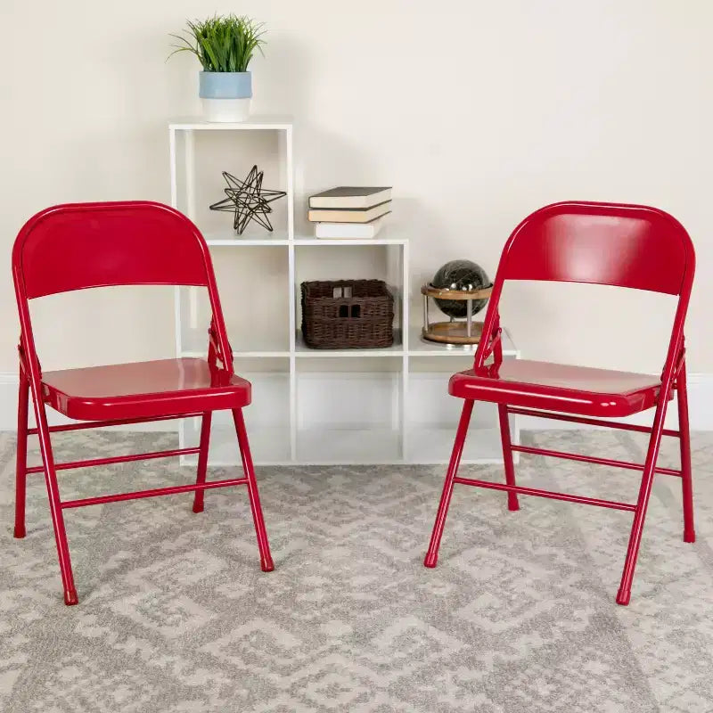 Flash Furniture Sedia Pieghevole in Metallo Serie HERCULES con Doppia Traversina e Doppia Cerniera, Confezione da 2