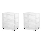 Contenitore portatile Sterilite Home 3 cassetti largo con rotelle