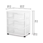 Contenitore portatile Sterilite Home 3 cassetti largo con rotelle