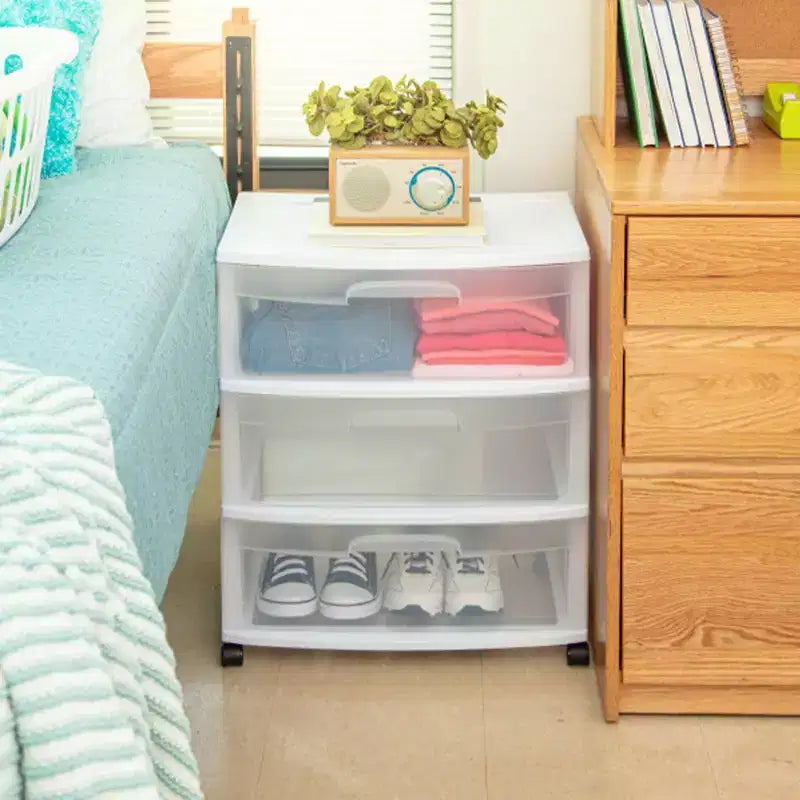 Contenitore portatile Sterilite Home 3 cassetti largo con rotelle