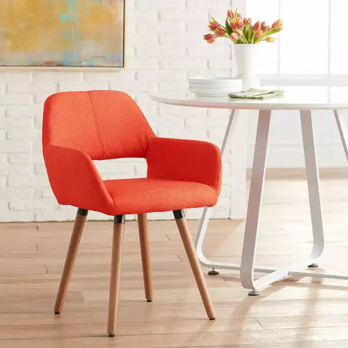 55 Downing Street Nelson Chaise de salle à manger moderne du milieu du siècle en tissu orange