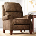 Kensington Hill Beaumont Poltrona reclinabile in tessuto fantasia Paisley marrone caldo Comodo poggiapiedi reclinabile manuale a spinta per camera da letto, soggiorno, sala lettura