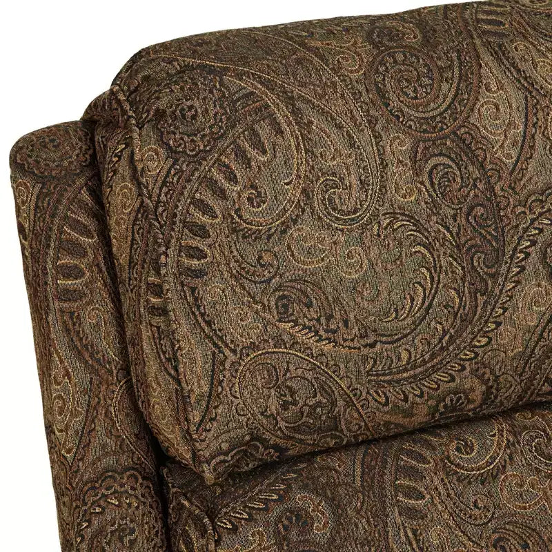 Kensington Hill Beaumont Poltrona reclinabile in tessuto fantasia Paisley marrone caldo Comodo poggiapiedi reclinabile manuale a spinta per camera da letto, soggiorno, sala lettura