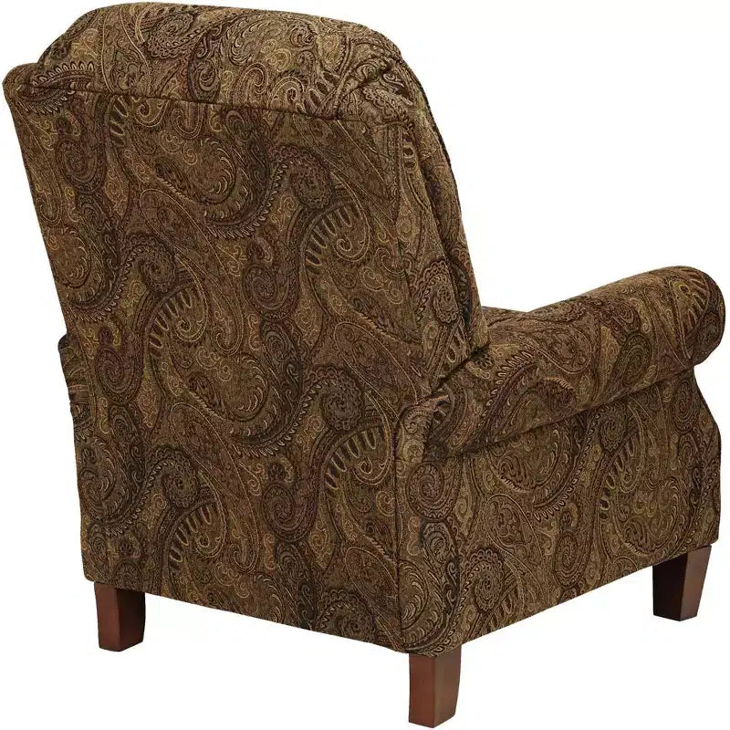 Kensington Hill Beaumont Poltrona reclinabile in tessuto fantasia Paisley marrone caldo Comodo poggiapiedi reclinabile manuale a spinta per camera da letto, soggiorno, sala lettura