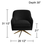 Studio 55D Ames Sedia girevole trapuntata in velluto onice