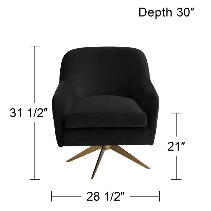 Studio 55D Ames Sedia girevole trapuntata in velluto onice