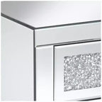 Studio 55D Gia Moderno Tavolino Rettangolare a Specchio Accent Tavolino 50 x 35 cm con 3 Cassetti in Vetro Argento Cristallo per Soggiorno Camera da Letto Comodino Ingresso