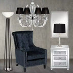 Studio 55D Gia Moderno Tavolino Rettangolare a Specchio Accent Tavolino 50 x 35 cm con 3 Cassetti in Vetro Argento Cristallo per Soggiorno Camera da Letto Comodino Ingresso