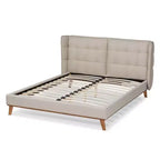 Letto a piattaforma in tessuto imbottito con testiera ad ali Gretchen - Baxton Studio