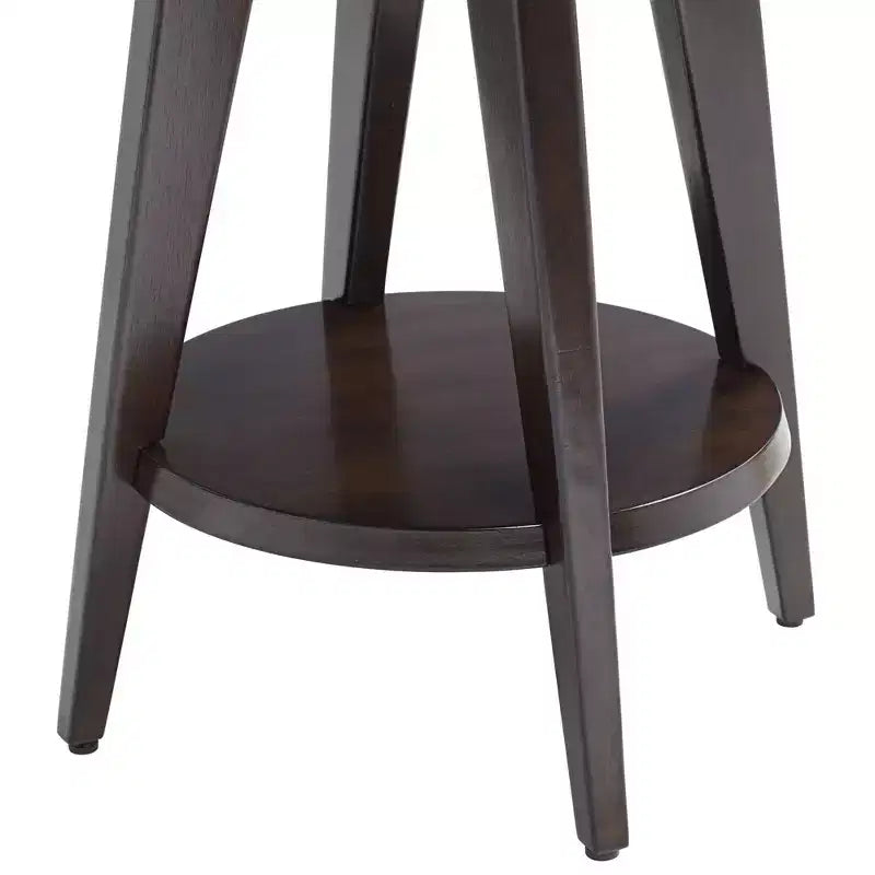 Tavolino d'appoggio rotondo in legno da fattoria 55 Downing Street, 61 cm di larghezza, con ripiano, piano in vetro temperato marrone scuro, per soggiorno, casa, abitazione