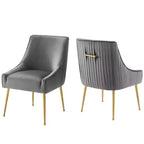 Set di 2 sedie da pranzo Modway Discern imbottite in velluto performante con schienale plissettato