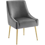 Set di 2 sedie da pranzo Modway Discern imbottite in velluto performante con schienale plissettato