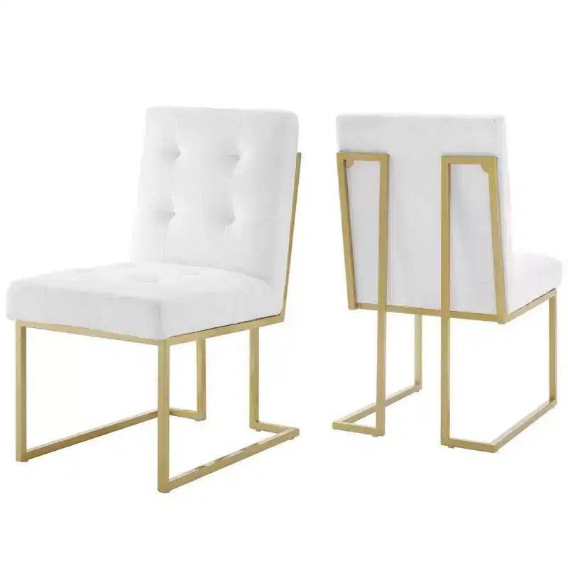 Set di 2 sedie da pranzo imbottite in tessuto Privy in acciaio inossidabile - Modway