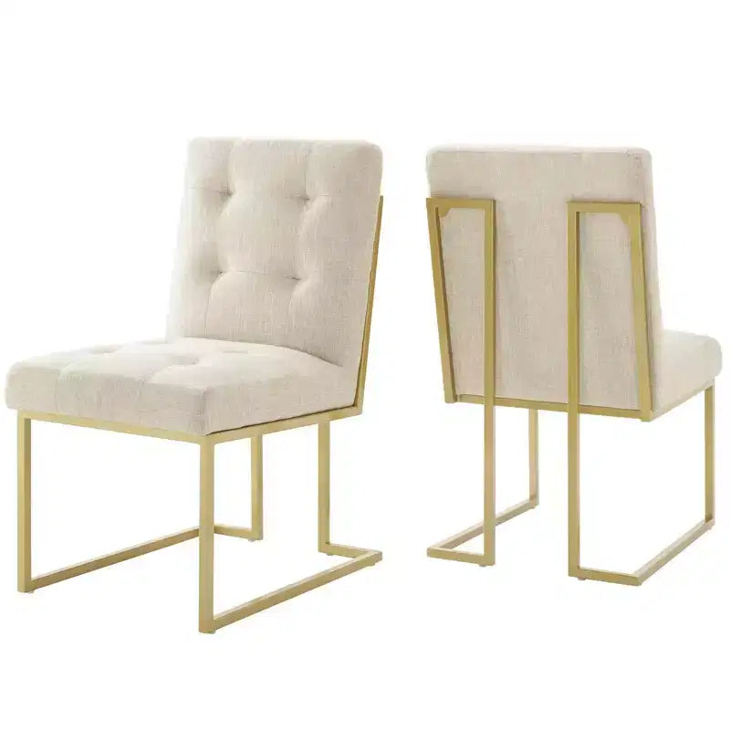 Set di 2 sedie da pranzo imbottite in tessuto Privy in acciaio inossidabile - Modway