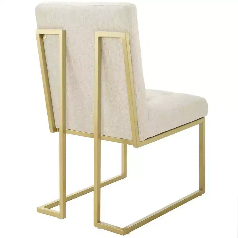 Set di 2 sedie da pranzo imbottite in tessuto Privy in acciaio inossidabile - Modway