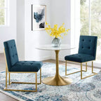Set of 2 Privy Stainless Steel Upholstered Fabric Dining Accent Chairs - Modway