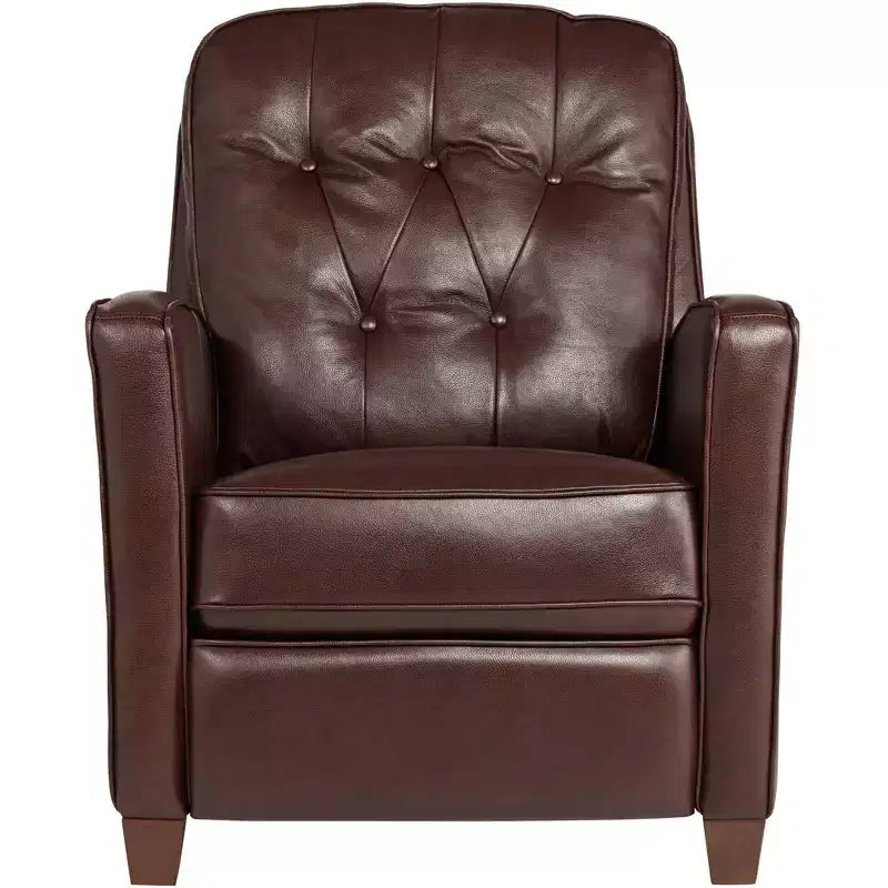 Poltrona Reclinabile Elm Lane Livorno in Vera Pelle Color Cioccolato, Poltrona Moderna Comoda con Reclinazione Manuale a Spinta, Poggiapiedi, Trapuntata per Camera da Letto e Soggiorno