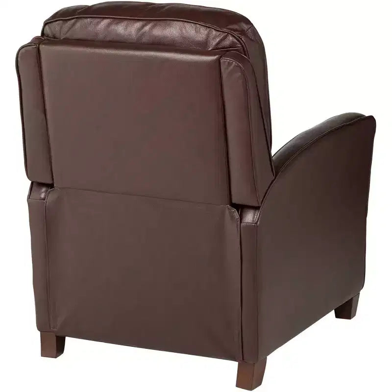 Poltrona Reclinabile Elm Lane Livorno in Vera Pelle Color Cioccolato, Poltrona Moderna Comoda con Reclinazione Manuale a Spinta, Poggiapiedi, Trapuntata per Camera da Letto e Soggiorno