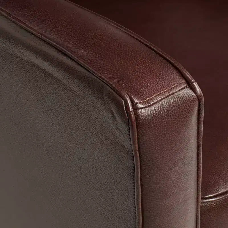 Poltrona Reclinabile Elm Lane Livorno in Vera Pelle Color Cioccolato, Poltrona Moderna Comoda con Reclinazione Manuale a Spinta, Poggiapiedi, Trapuntata per Camera da Letto e Soggiorno
