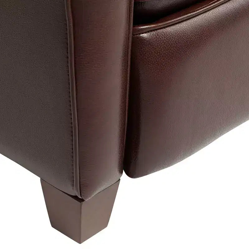 Poltrona Reclinabile Elm Lane Livorno in Vera Pelle Color Cioccolato, Poltrona Moderna Comoda con Reclinazione Manuale a Spinta, Poggiapiedi, Trapuntata per Camera da Letto e Soggiorno