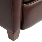 Poltrona Reclinabile Elm Lane Livorno in Vera Pelle Color Cioccolato, Poltrona Moderna Comoda con Reclinazione Manuale a Spinta, Poggiapiedi, Trapuntata per Camera da Letto e Soggiorno