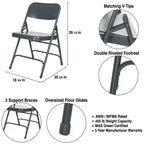 Set di 4 sedie pieghevoli Deluxe con triplo rinforzo in acciaio - Hampden Furnishings