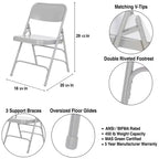Set di 4 sedie pieghevoli Deluxe con triplo rinforzo in acciaio - Hampden Furnishings