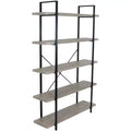 Sunnydaze 5 Shelf Industrial Style Freestanding Etagere Bookshelf with Wood Veneer Shelves - Oak Gray Veneer