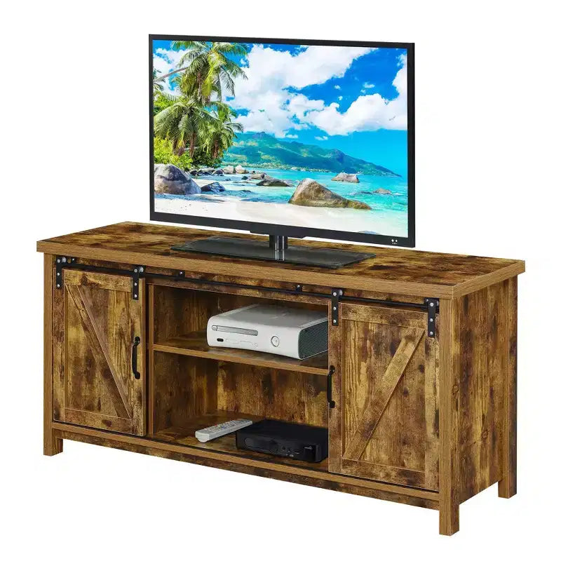 Mobile TV Blake Barn Door per TV fino a 55 pollici con mensole e ante scorrevoli - Breighton Home