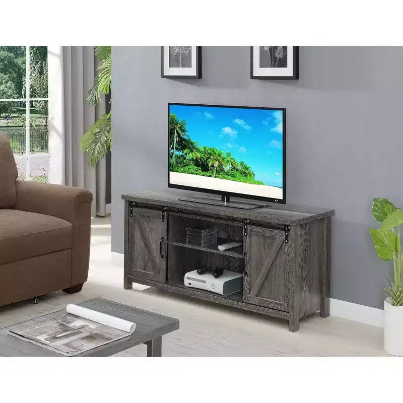 Mobile TV Blake Barn Door per TV fino a 55 pollici con mensole e ante scorrevoli - Breighton Home