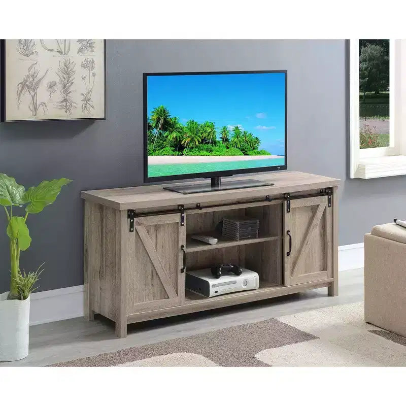Mobile TV Blake Barn Door per TV fino a 55 pollici con mensole e ante scorrevoli - Breighton Home