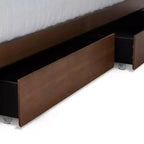 Letto a piattaforma moderno di transizione Vita con 4 cassetti e contenitore in legno noce/marrone - Baxton Studio